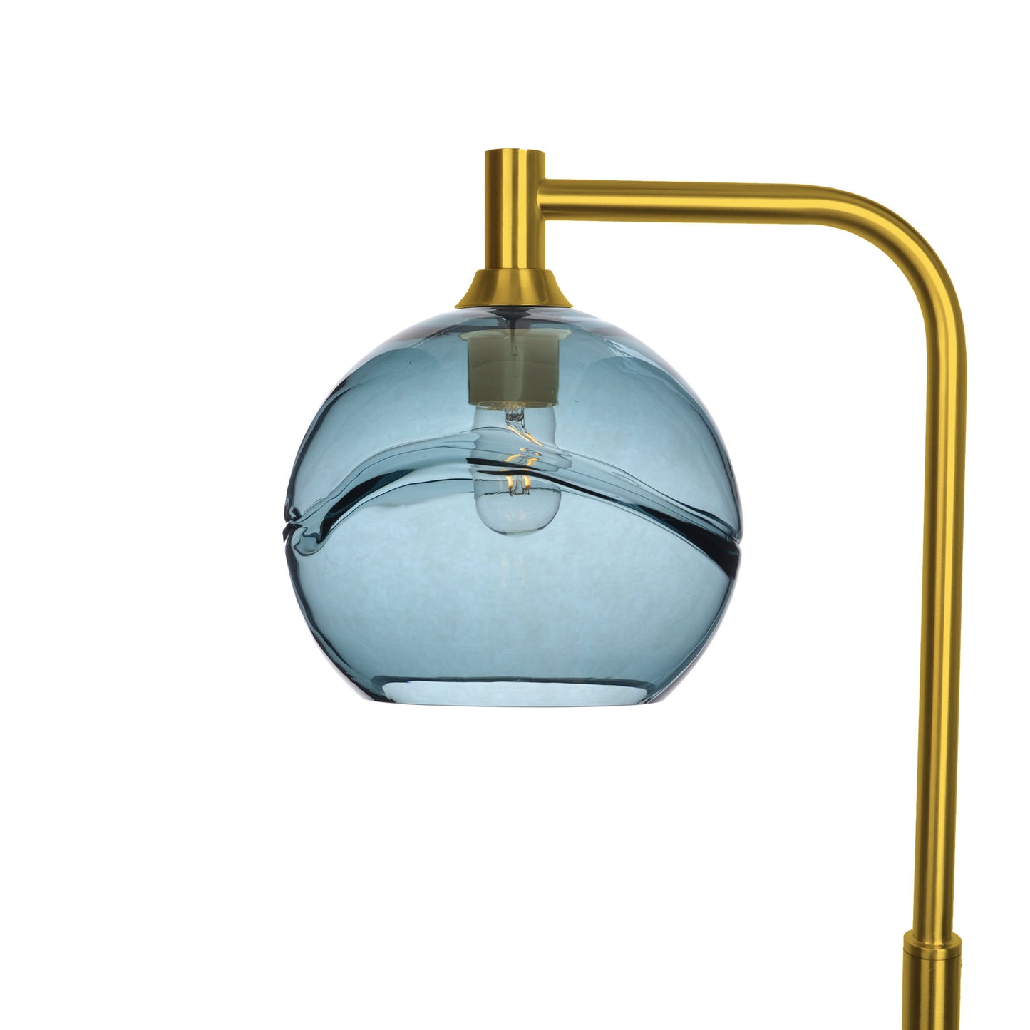768 Swell: Floor Lamp-Glass-Bicycle Glass Co - Hotshop-Slate Gray-Polished Brass-Bicycle Glass Co