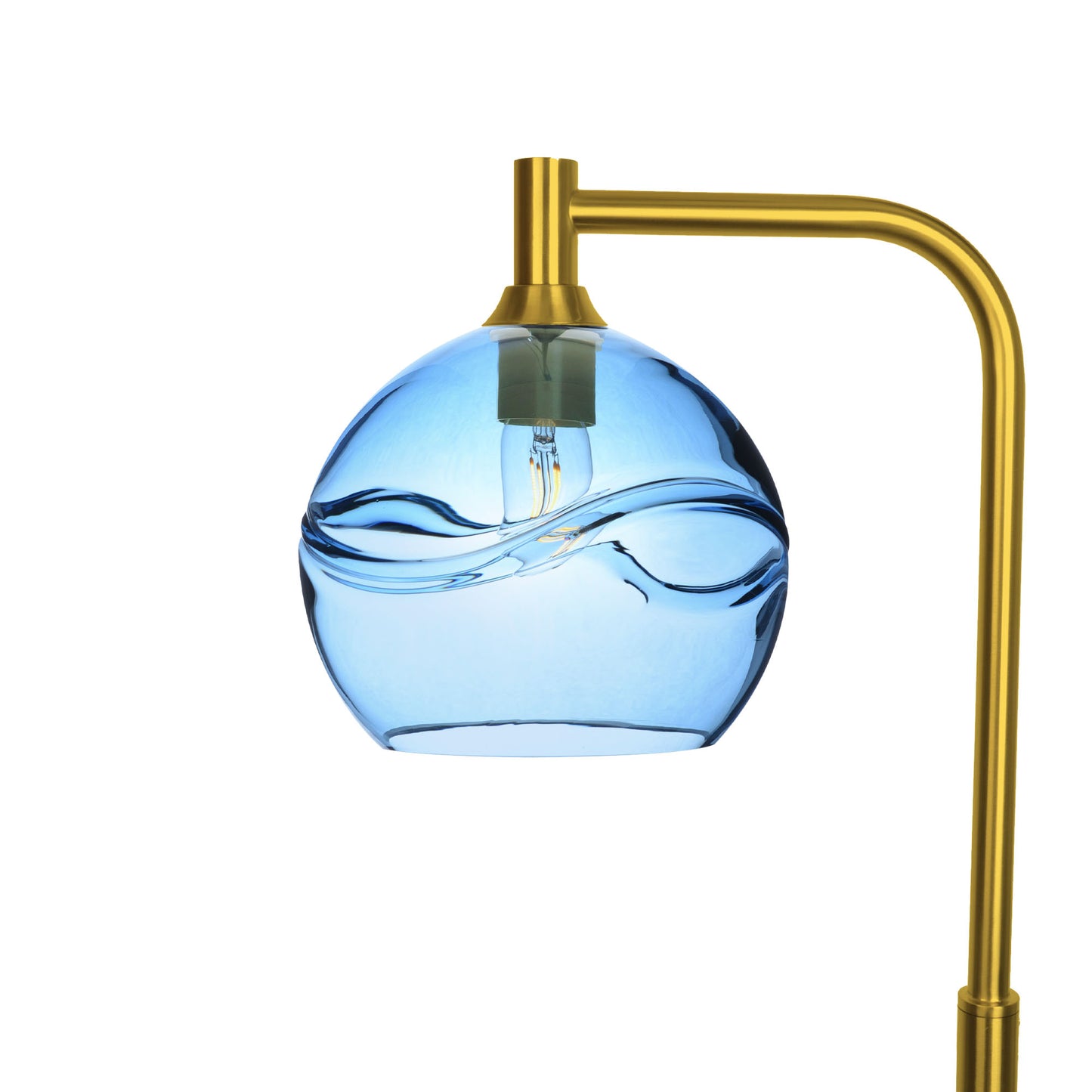 768 Swell: Floor Lamp-Glass-Bicycle Glass Co - Hotshop-Steel Blue-Polished Brass-Bicycle Glass Co