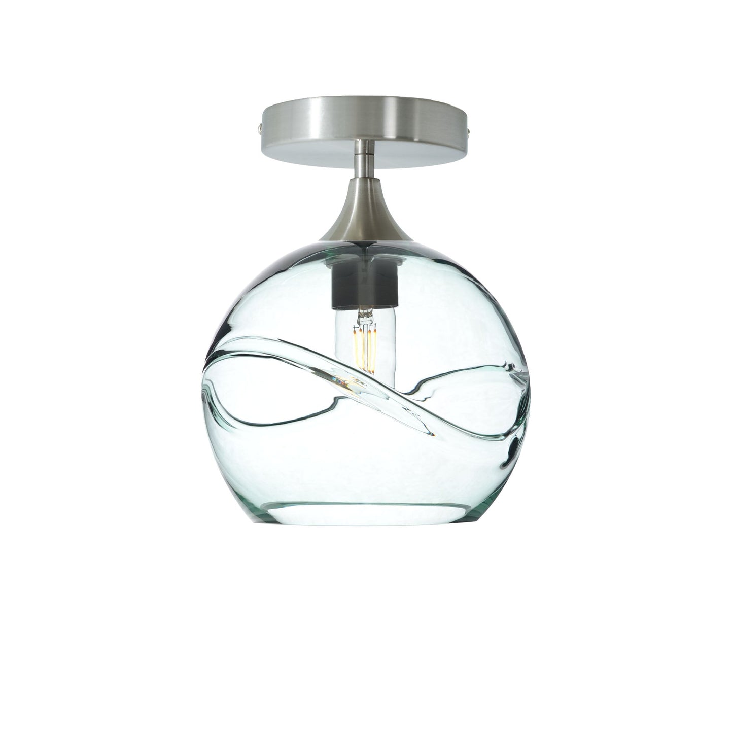 768 Swell: Semi Flush Light-Glass-Bicycle Glass Co - Hotshop-Eco Clear-Brushed Nickel-Bicycle Glass Co