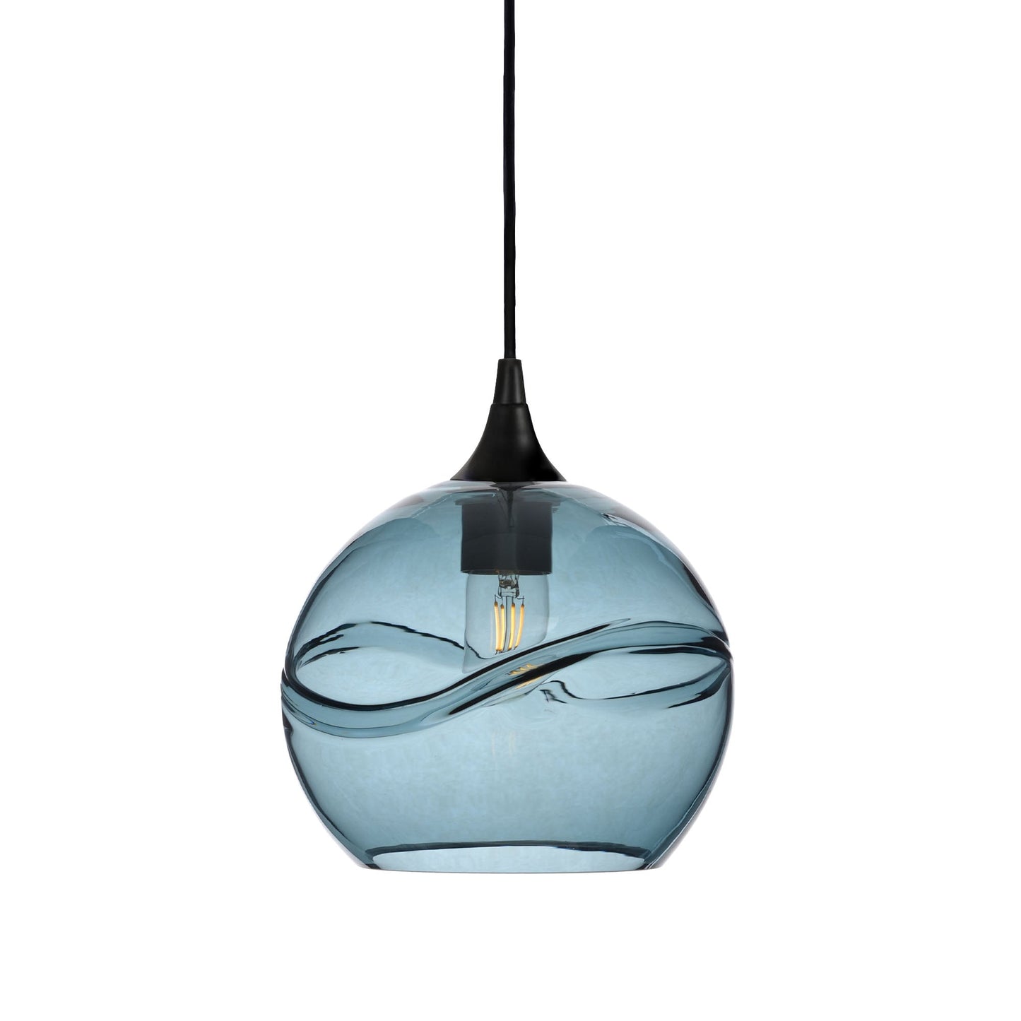 768 Swell: Single Pendant Light-Glass-Bicycle Glass Co - Hotshop-Slate Gray-Matte Black-Bicycle Glass Co