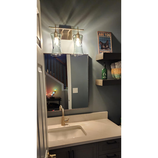 818 2-Light Wall Vanity-Glass-Bicycle Glass Co - Hotshop-Brushed Nickel-Lunar-Steel Blue-Bicycle Glass Co