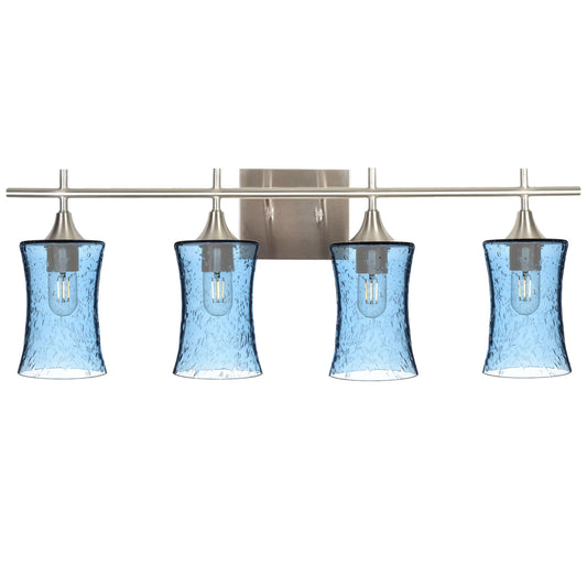 818 4-Light Vanity-Glass-Bicycle Glass Co-Lunar-Steel Blue-Brushed Nickel-Bicycle Glass Co