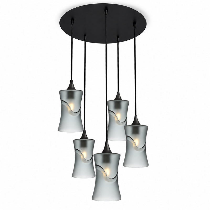 818 5 Pendant Cascade Chandelier — Glacial / Slate Gray / Matte Black - Custom