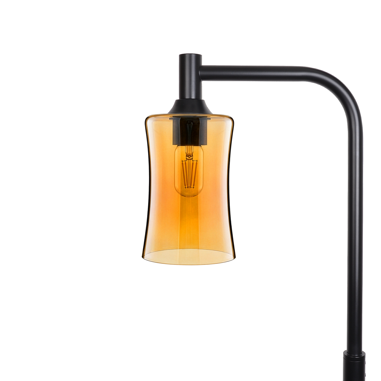 818 Floor Lamp-Glass-Bicycle Glass Co-Lucent-Golden Amber-Matte Black-Bicycle Glass Co