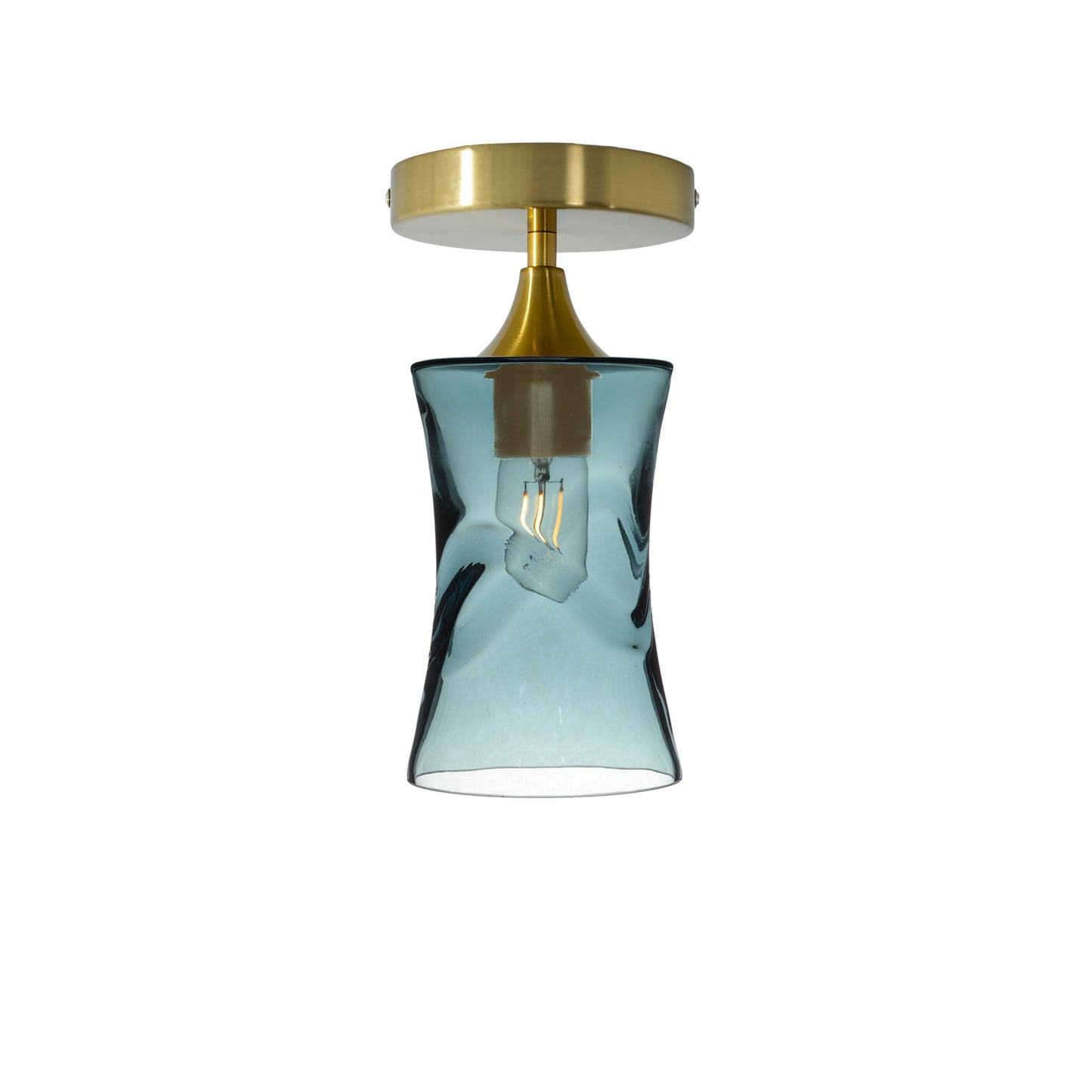 818 Semi-Flush-Bicycle Glass Co - Hotshop-Swell-Slate Gray-Polished Brass-Bicycle Glass Co