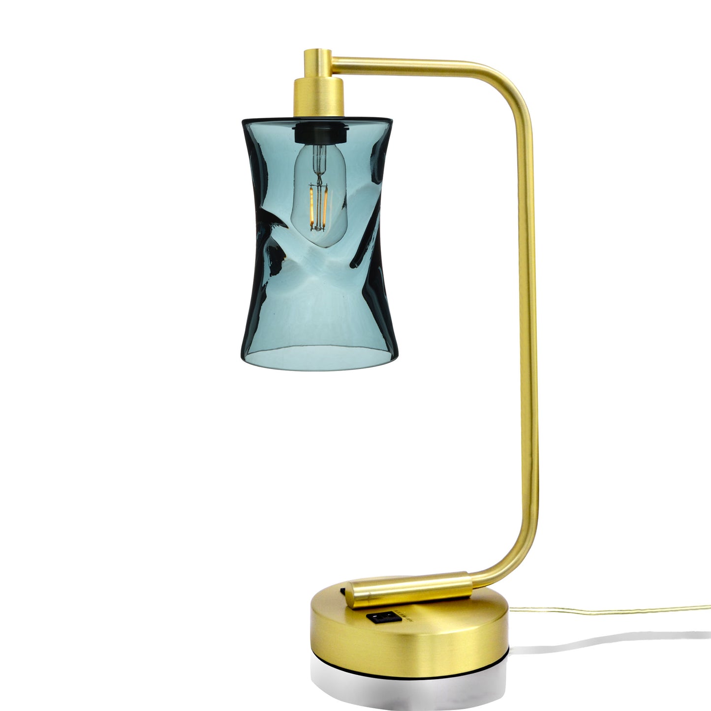 818 Table Lamp-Glass-Bicycle Glass Co - Hotshop-Swell-Slate Gray-Satin Brass-Bicycle Glass Co