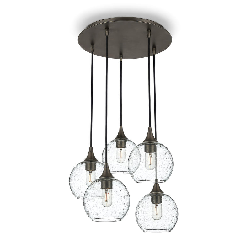 767 5 Pendant Cascade Chandelier — Lunar / Eco Clear / Antique Bronze - 4ft Cord