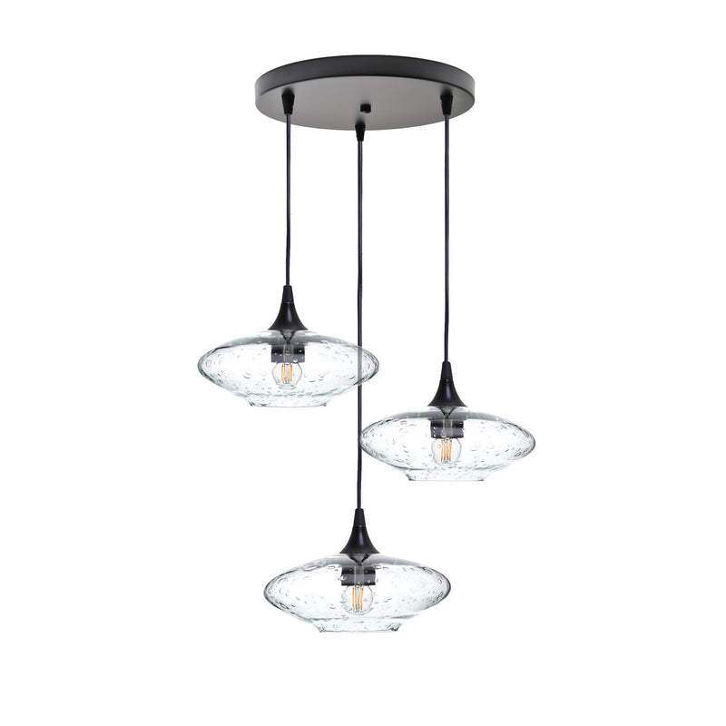951 3 Pendant Cascade Chandelier — Lunar / Eco Clear / Matte Black - 4ft Cord