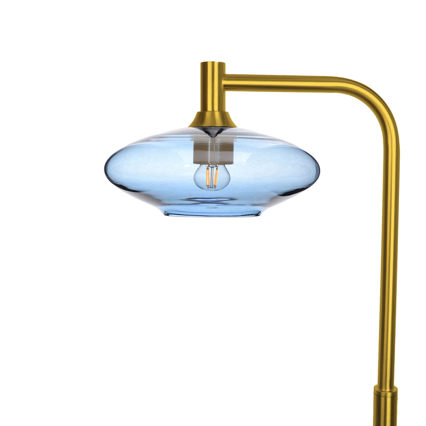 951 Lucent: Floor Lamp-Glass-Bicycle Glass Co - Hotshop-Steel Blue-Polished Brass-Bicycle Glass Co