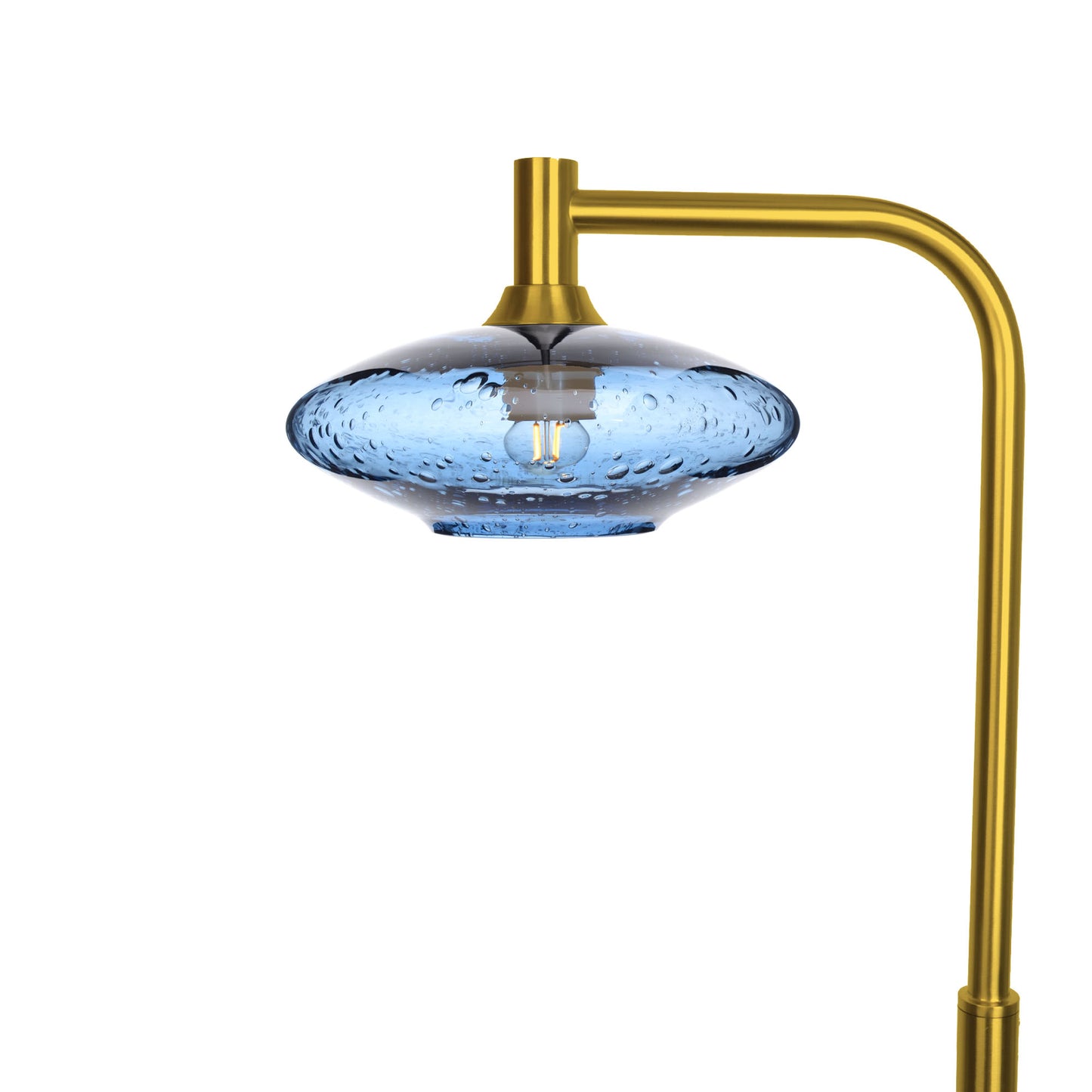 951 Lunar: Floor Lamp-Glass-Bicycle Glass Co - Hotshop-Steel Blue-Polished Brass-Bicycle Glass Co