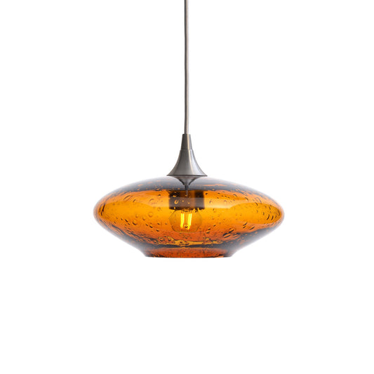 951 Lunar: Single Pendant Light-Glass-Bicycle Glass Co - Hotshop-Golden Amber-Brushed Nickel-Bicycle Glass Co