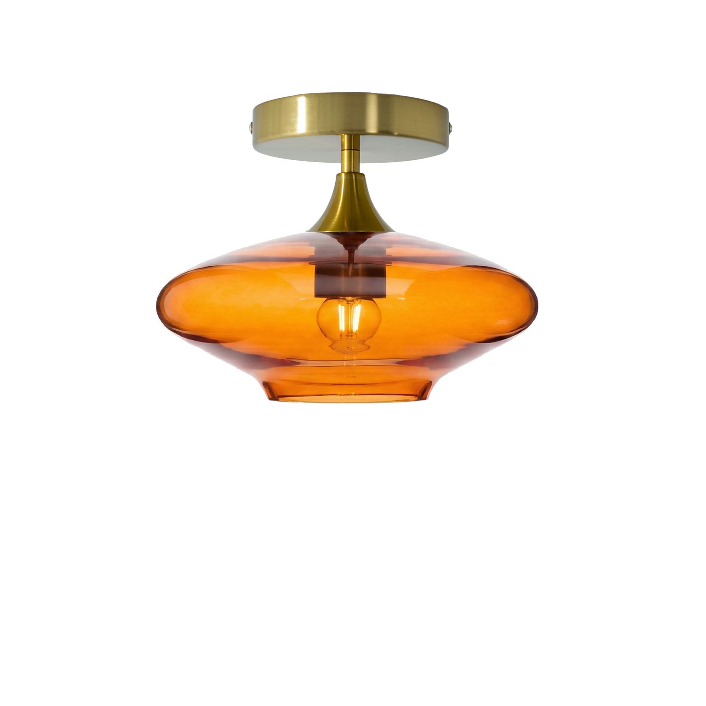 951 Semi-Flush Light-Bicycle Glass Co - Hotshop-Lucent-Golden Amber-Polished Brass-Bicycle Glass Co