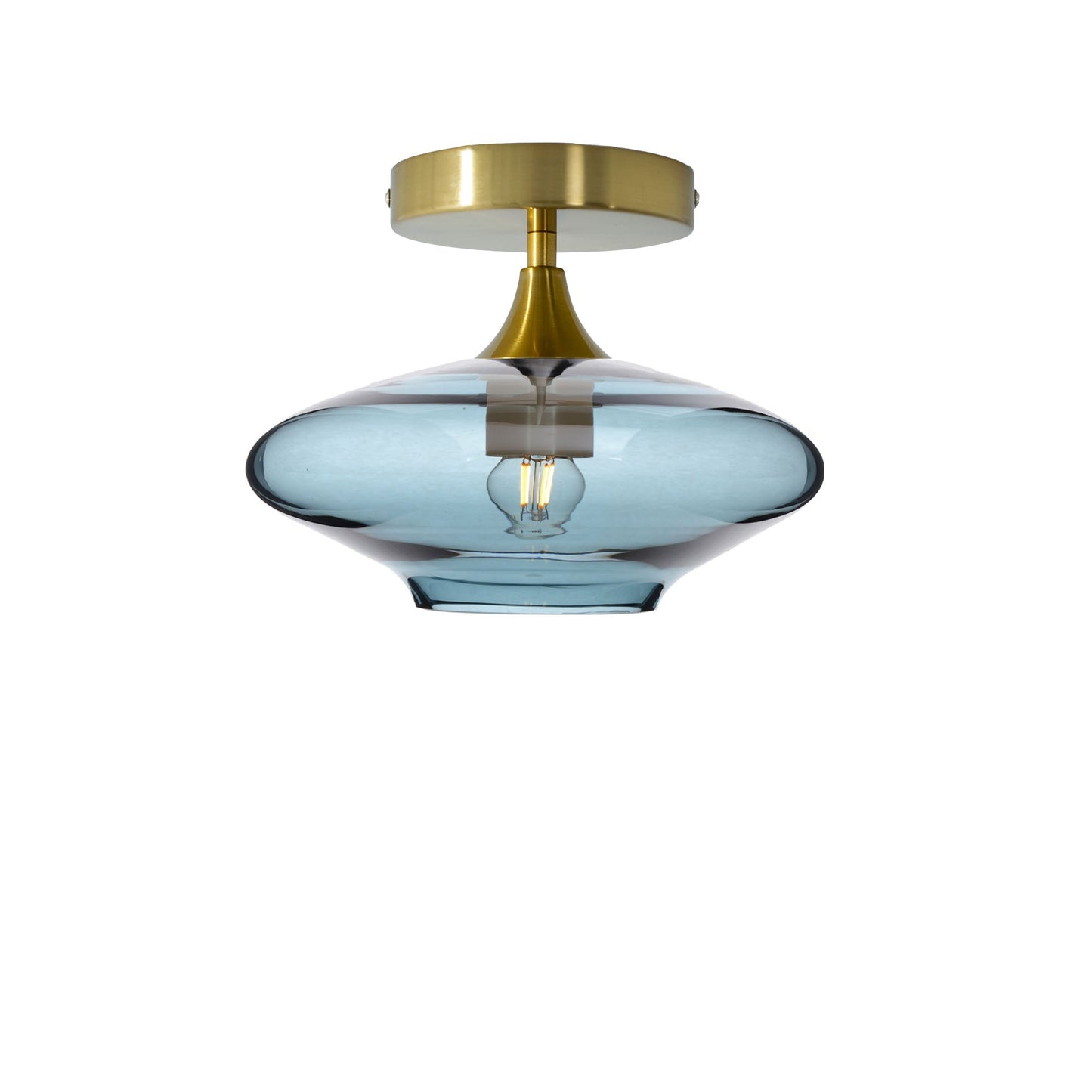 951 Semi-Flush-Bicycle Glass Co - Hotshop-Lucent-Slate Gray-Polished Brass-Bicycle Glass Co