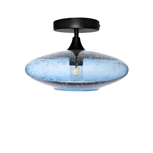 952 Lunar: Semi Flush Light-Glass-Bicycle Glass Co - Hotshop-Steel Blue-Matte Black-Bicycle Glass Co