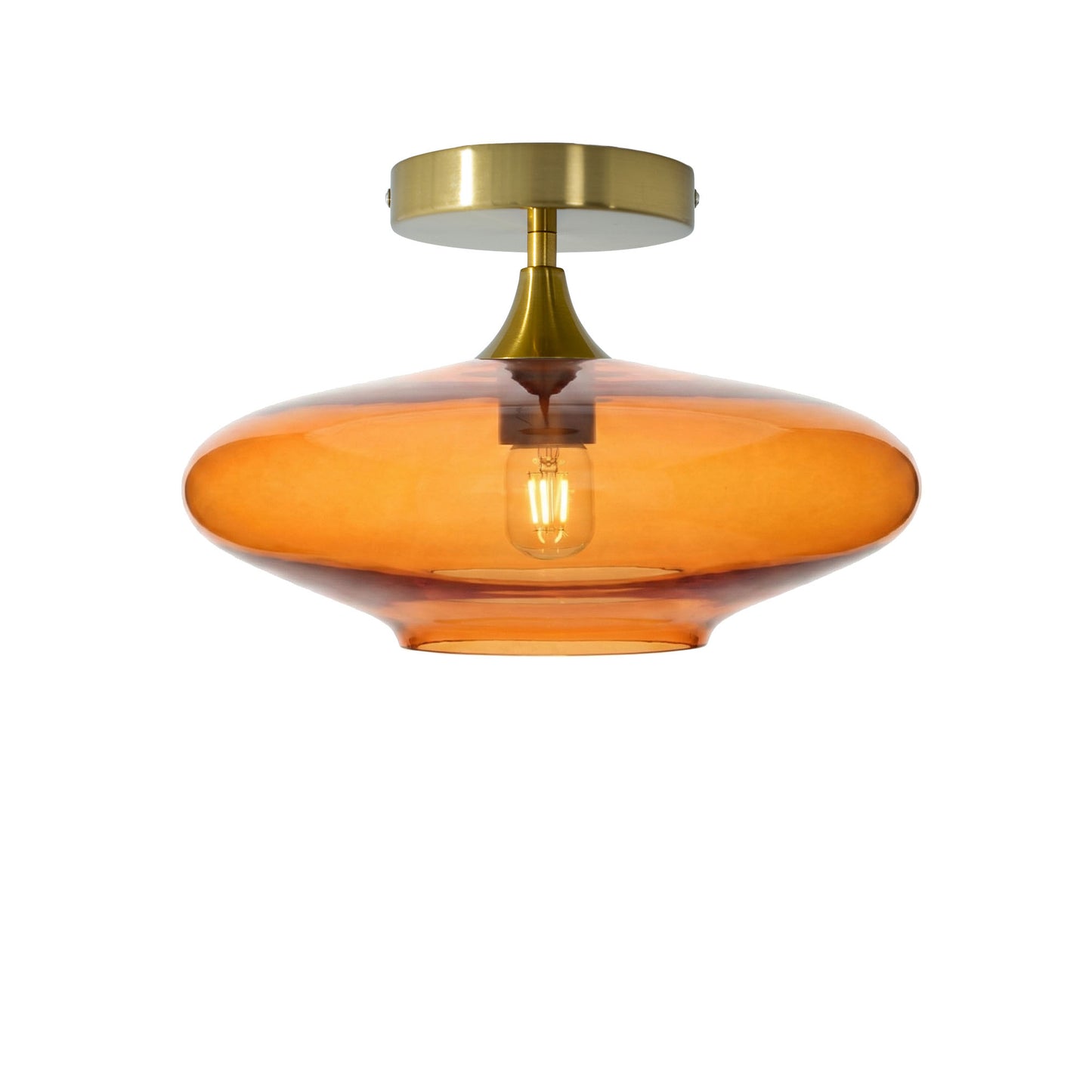 952 Semi-Flush Light-Bicycle Glass Co - Hotshop-Lucent-Golden Amber-Polished Brass-Bicycle Glass Co