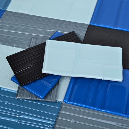 GLASS TILE - Sample-Tile-Bicycle Glass Co-Sea Green-Plank and Bead-3x6-Bicycle Glass Co