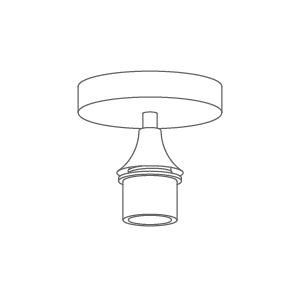 Simplified line drawing of Single Pendant Semi-Flush Hardware
