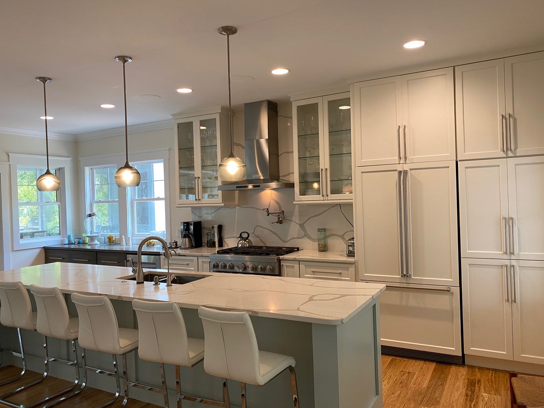 Swell Glass Style Featured in Striking Kitchen and Bathroom Remodel in Southport, NC