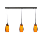 147 3 Pendant Linear Chandelier-Glass-Bicycle Glass Co - Hotshop-Antique Bronze - 4ft Downrod-Lunar-Golden Amber-Bicycle Glass Co