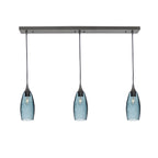 147 3 Pendant Linear Chandelier-Glass-Bicycle Glass Co - Hotshop-Antique Bronze - 4ft Downrod-Lunar-Slate Gray-Bicycle Glass Co