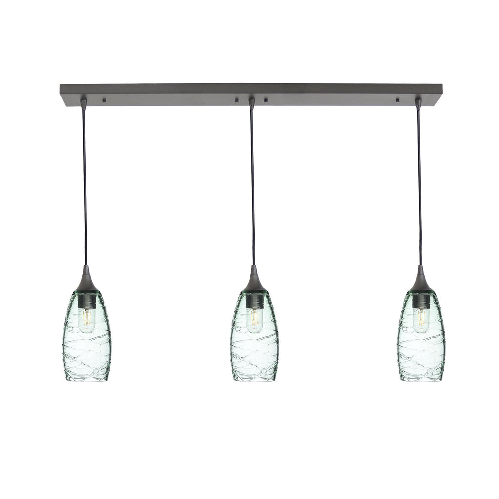 147 3 Pendant Linear Chandelier-Glass-Bicycle Glass Co - Hotshop-Antique Bronze - 4ft Downrod-Spun-Eco Clear-Bicycle Glass Co