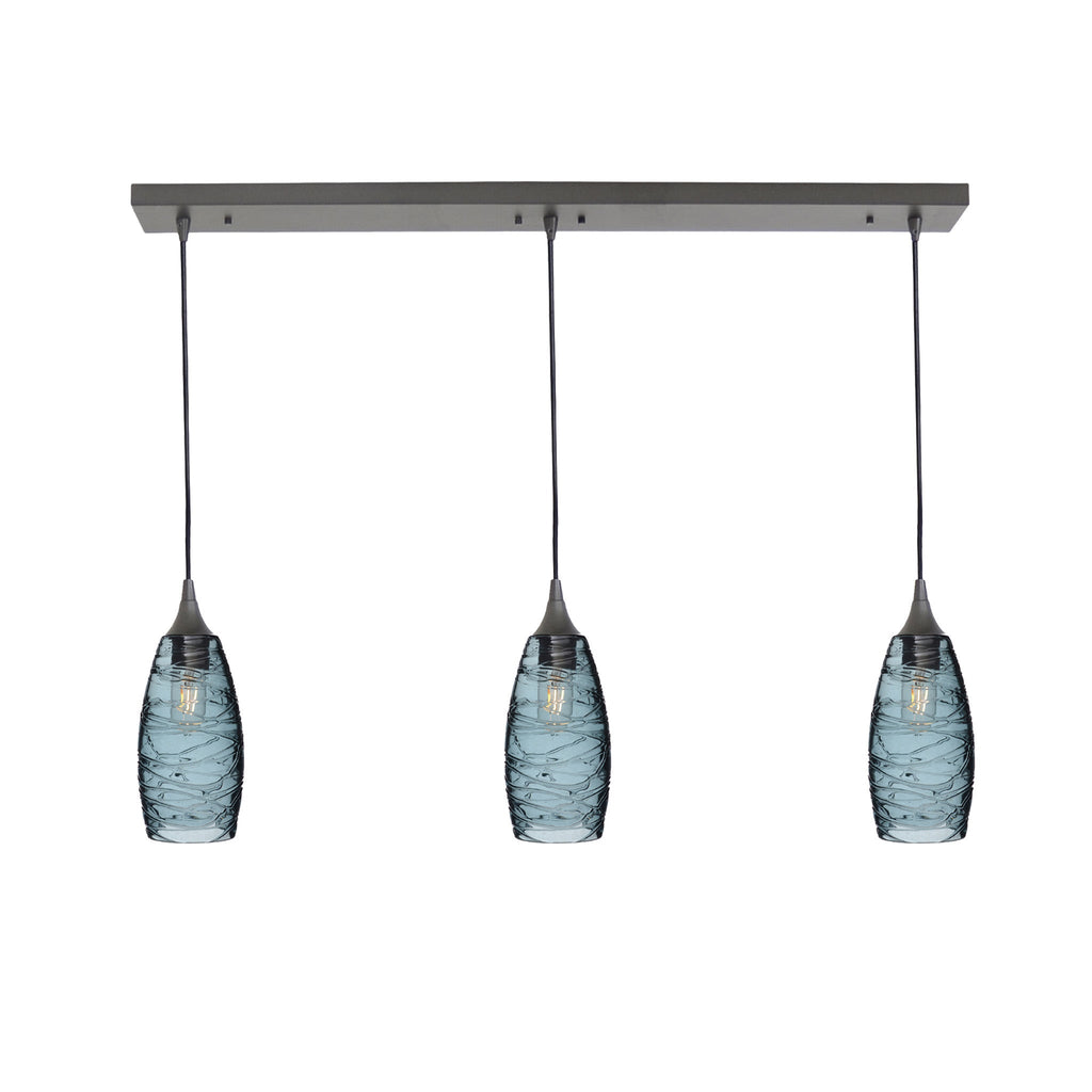 147 3 Pendant Linear Chandelier-Glass-Bicycle Glass Co - Hotshop-Antique Bronze - 4ft Downrod-Spun-Slate Gray-Bicycle Glass Co