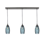 147 3 Pendant Linear Chandelier-Glass-Bicycle Glass Co - Hotshop-Antique Bronze - 4ft Downrod-Spun-Slate Gray-Bicycle Glass Co