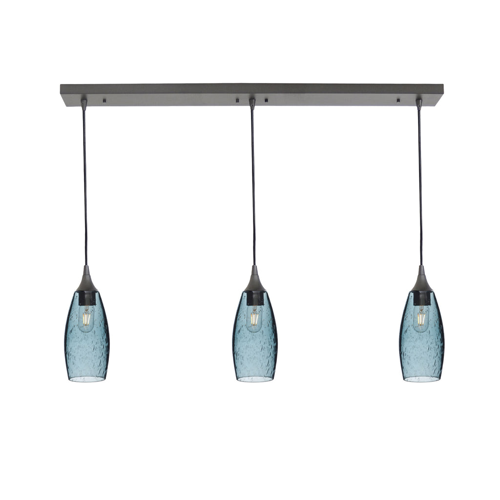147 3 Pendant Linear Chandelier-Glass-Bicycle Glass Co - Hotshop-Antique Bronze - 8ft Downrod-Lunar-Slate Gray-Bicycle Glass Co