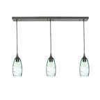 147 3 Pendant Linear Chandelier-Glass-Bicycle Glass Co - Hotshop-Antique Bronze - 8ft Downrod-Spun-Eco Clear-Bicycle Glass Co