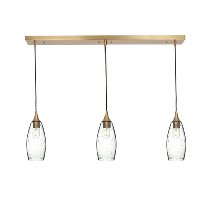 147 3 Pendant Linear Chandelier-Glass-Bicycle Glass Co - Hotshop-Polished Brass - 4ft Downrod-Lunar-Eco Clear-Bicycle Glass Co