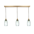 147 3 Pendant Linear Chandelier-Glass-Bicycle Glass Co - Hotshop-Polished Brass - 4ft Downrod-Spun-Eco Clear-Bicycle Glass Co