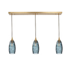 147 3 Pendant Linear Chandelier-Glass-Bicycle Glass Co - Hotshop-Polished Brass - 4ft Downrod-Spun-Slate Gray-Bicycle Glass Co