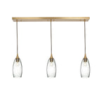 147 3 Pendant Linear Chandelier-Glass-Bicycle Glass Co - Hotshop-Polished Brass - 8ft Downrod-Lunar-Eco Clear-Bicycle Glass Co