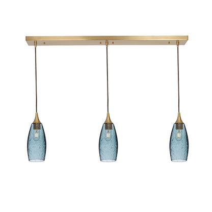 147 3 Pendant Linear Chandelier-Glass-Bicycle Glass Co - Hotshop-Polished Brass - 8ft Downrod-Lunar-Slate Gray-Bicycle Glass Co