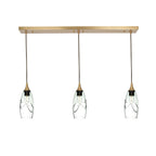 147 3 Pendant Linear Chandelier-Glass-Bicycle Glass Co - Hotshop-Polished Brass - 8ft Downrod-Swell-Eco Clear-Bicycle Glass Co