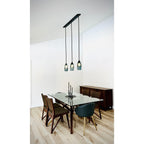 147 3 Pendant Linear Chandelier-Glass-Bicycle Glass Co - Hotshop-Matte Black - 4ft Cord-Lunar-Steel Blue-Bicycle Glass Co