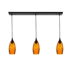 147 3 Pendant Linear Chandelier-Glass-Bicycle Glass Co - Hotshop-Matte Black - 4ft Downrod-Spun-Golden Amber-Bicycle Glass Co