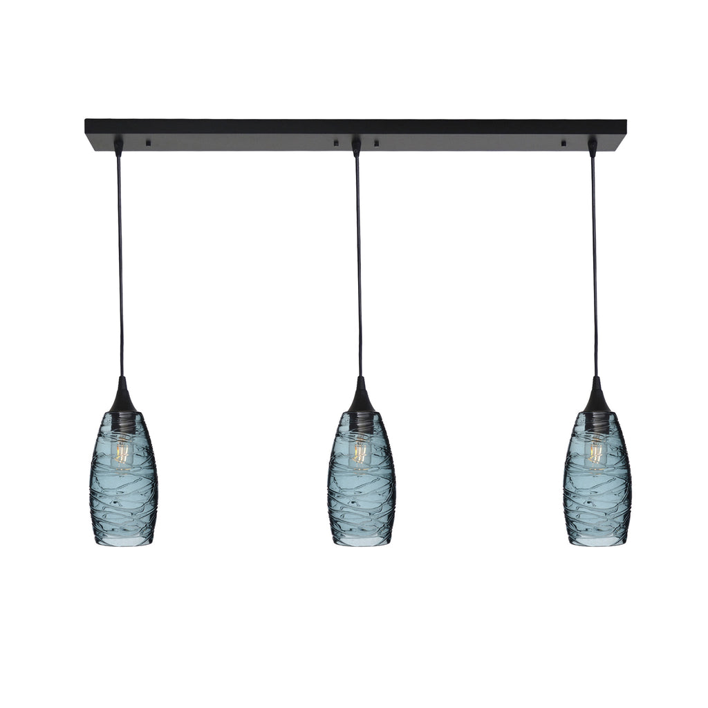 147 3 Pendant Linear Chandelier-Glass-Bicycle Glass Co - Hotshop-Matte Black - 4ft Downrod-Spun-Slate Gray-Bicycle Glass Co