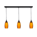 147 3 Pendant Linear Chandelier-Glass-Bicycle Glass Co - Hotshop-Matte Black - 8ft Downrod-Lunar-Golden Amber-Bicycle Glass Co
