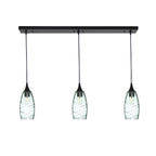 147 3 Pendant Linear Chandelier-Glass-Bicycle Glass Co - Hotshop-Matte Black - 8ft Downrod-Spun-Eco Clear-Bicycle Glass Co