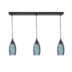 147 3 Pendant Linear Chandelier-Glass-Bicycle Glass Co - Hotshop-Matte Black - 8ft Downrod-Spun-Slate Gray-Bicycle Glass Co