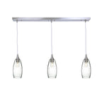147 3 Pendant Linear Chandelier-Glass-Bicycle Glass Co - Hotshop-Brushed Nickel - 4ft Downrod-Lunar-Eco Clear-Bicycle Glass Co