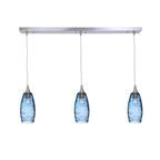 147 3 Pendant Linear Chandelier-Glass-Bicycle Glass Co - Hotshop-Brushed Nickel - 4ft Downrod-Spun-Steel Blue-Bicycle Glass Co