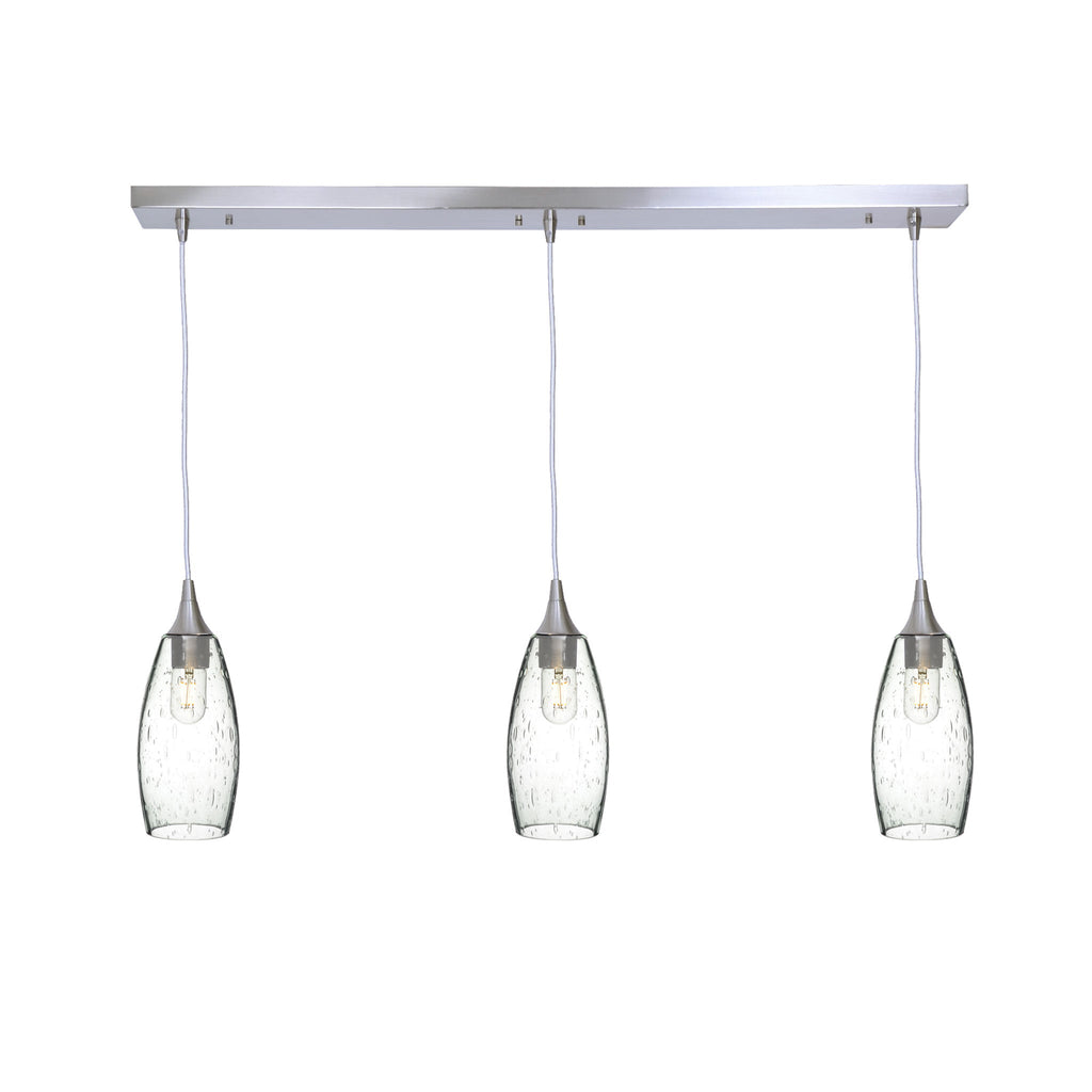 147 3 Pendant Linear Chandelier-Glass-Bicycle Glass Co - Hotshop-Brushed Nickel - 8ft Downrod-Lunar-Eco Clear-Bicycle Glass Co