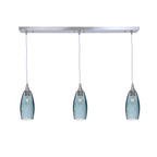 147 3 Pendant Linear Chandelier-Glass-Bicycle Glass Co - Hotshop-Brushed Nickel - 8ft Downrod-Lunar-Slate Gray-Bicycle Glass Co
