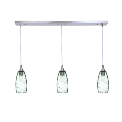 147 3 Pendant Linear Chandelier-Glass-Bicycle Glass Co - Hotshop-Brushed Nickel - 8ft Downrod-Spun-Eco Clear-Bicycle Glass Co