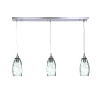147 3 Pendant Linear Chandelier-Glass-Bicycle Glass Co - Hotshop-Brushed Nickel - 8ft Downrod-Spun-Eco Clear-Bicycle Glass Co