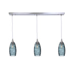 147 3 Pendant Linear Chandelier-Glass-Bicycle Glass Co - Hotshop-Brushed Nickel - 8ft Downrod-Spun-Slate Gray-Bicycle Glass Co