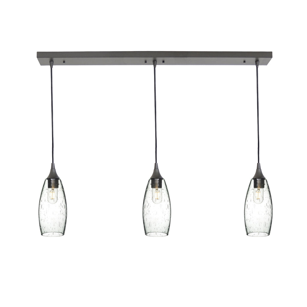 147 3 Pendant Linear Chandelier-Glass-Bicycle Glass Co - Hotshop-Antique Bronze - 4ft Downrod-Lunar-Eco Clear-Bicycle Glass Co