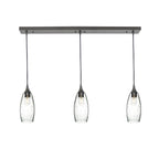 147 3 Pendant Linear Chandelier-Glass-Bicycle Glass Co - Hotshop-Antique Bronze - 4ft Downrod-Lunar-Eco Clear-Bicycle Glass Co
